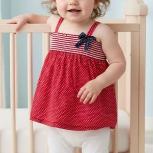 Red White Blue 4th of July Party Sun Summer Cotton Dress Infant Baby Girls sz 9M